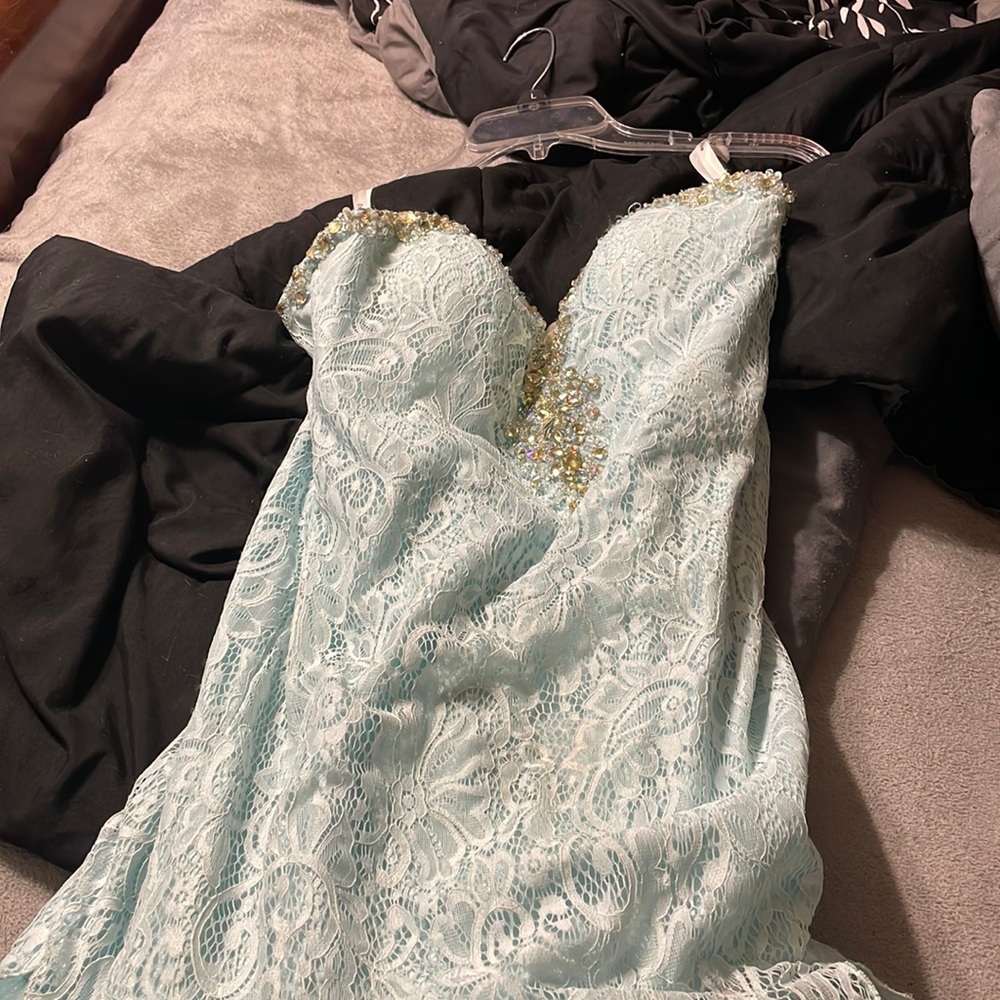 Teal prom dress